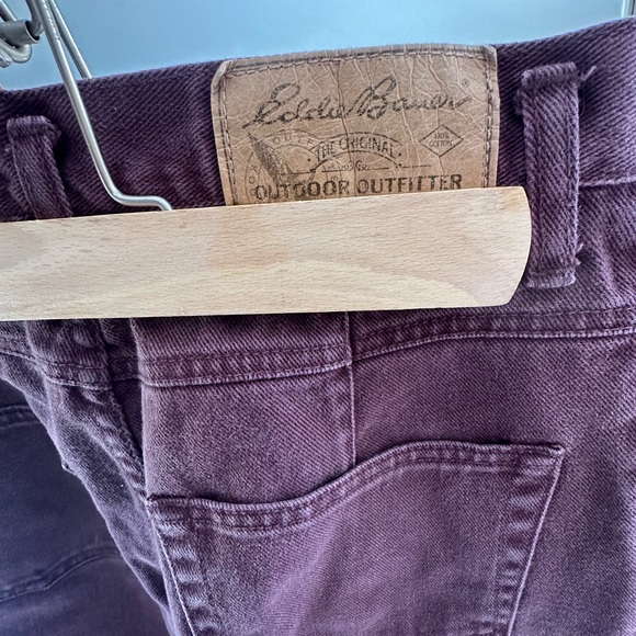 Vintage Eddie Bauer High-Waisted Barrel Jeans.Deep Plum / Burgundy (100% Cotton) - Picture 3 of 6